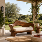 Sculptural Curved Back Wood Bench