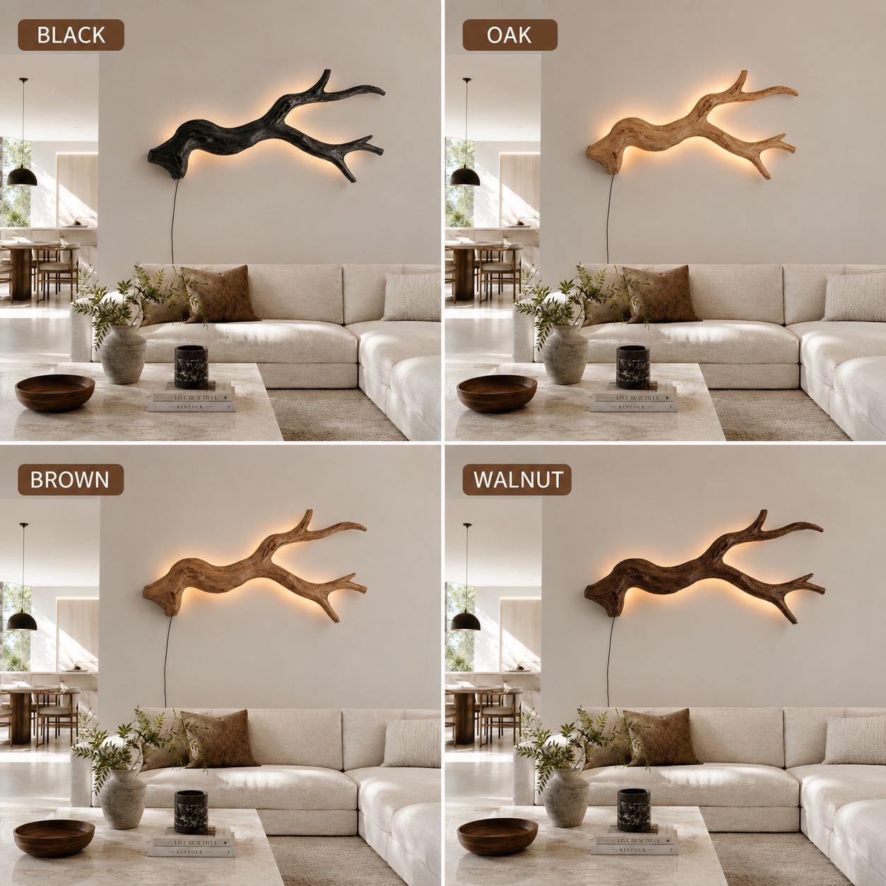 Driftwood Wall Light – Natural Wood Branch LED Wall Decor for Bedroom Decor