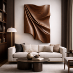 Hand-Carved Draped Wood Wall Art – Organic Modern Sculpture Panel