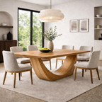 Modern Solid Wood Dining Table with Sculptural Base | Contemporary Statement Dining Table