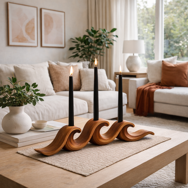 Wooden Drip Candle Holder – Handcrafted Natural Candle Stand Design Main Image