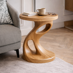 Handcrafted Solid Wood Sculptural Side Table – Organic Modern Accent