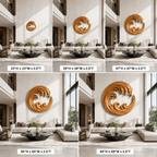 Round Wave Wood Wall Art – Solid Wood Carved Wall Decor for Living Room Decor