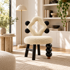 Sculptural Bouclé Accent Chair with Geometric Back