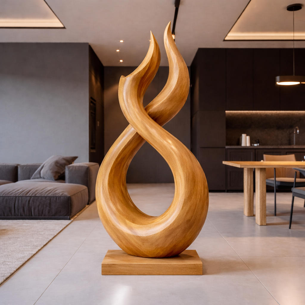 Wooden Outdoor Sculpture – Modern Natural Art Decor