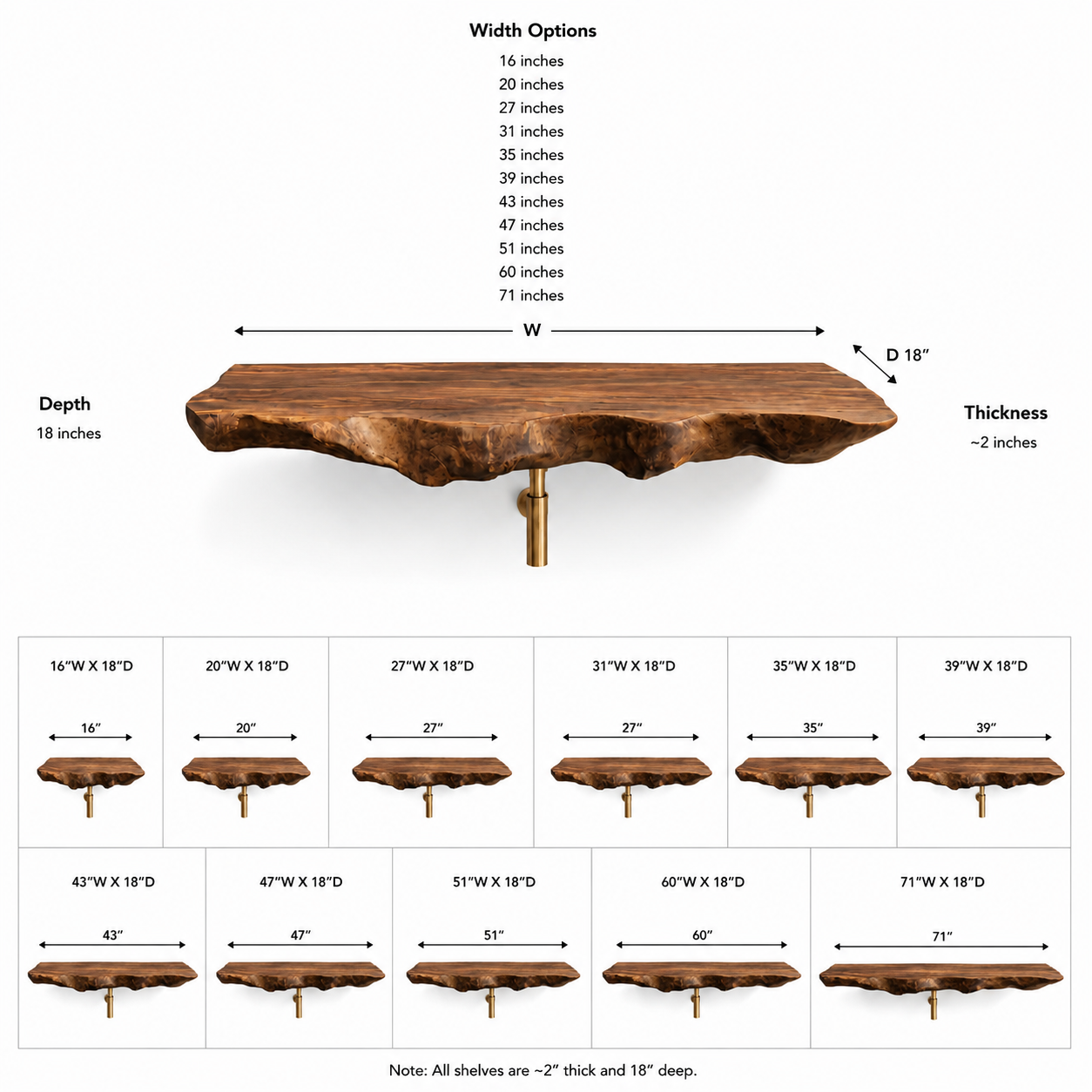 Live Edge Wood Floating Bathroom Vanity – Solid Wood Wall Mounted Sink Console for Bathroom Decor