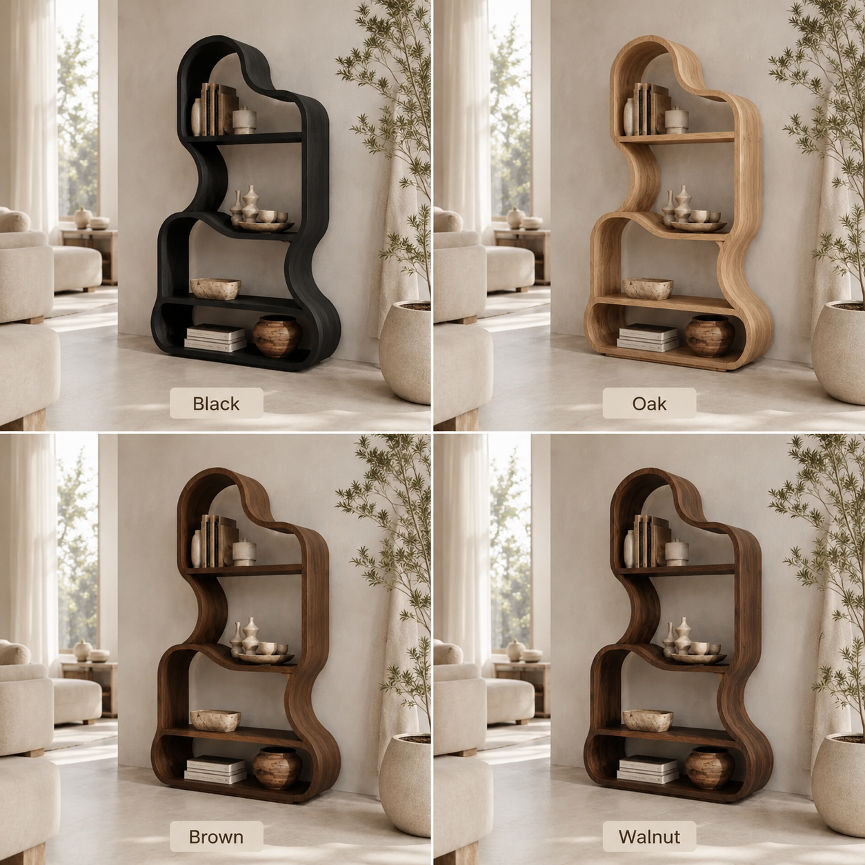 Organic Bookcase – Solid Wood Display Shelf for Modern Home