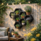 Hexagonal Wooden Wall Planter – Modular Outdoor Garden Design