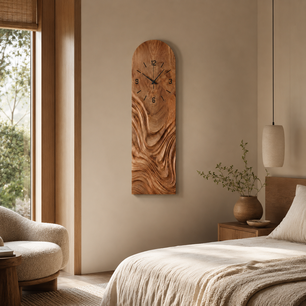 Tall Wood Wall Clock – Solid Wood Decorative Clock for Living Room Decor