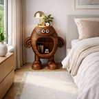 Sculptural Nightstand – Solid Wood Bedside Table with Storage for Bedroom Decor