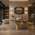 Tree Trunk Bathroom Vanity Wood Base – Handmade Solid Wood Vanity Frame for Luxury Bathroom Decor