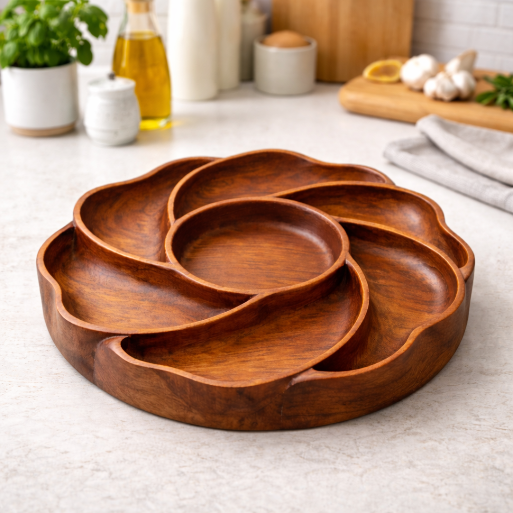 Wooden Serving Tray & Bowl Set – Natural Tableware for Entertaining
