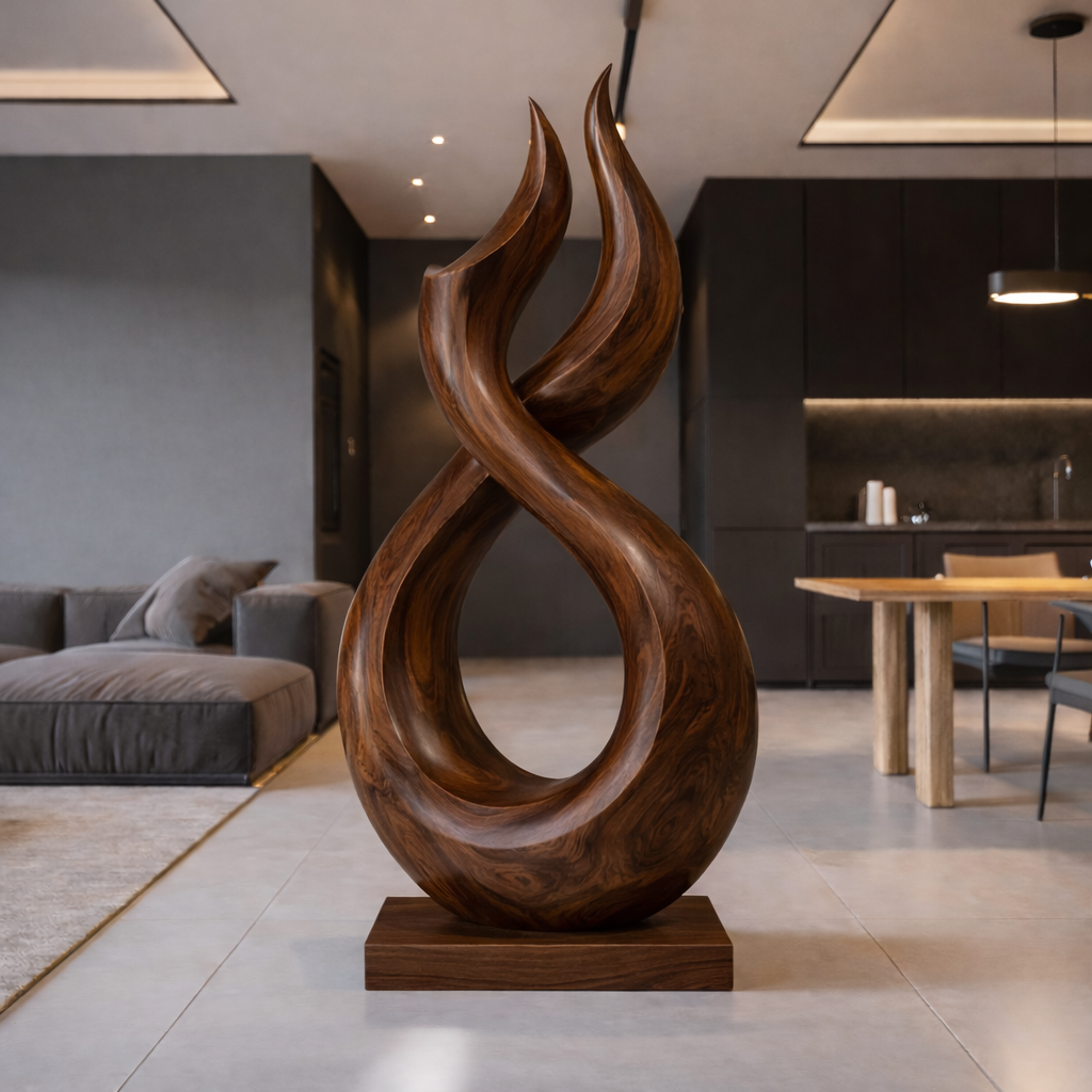 Wooden Outdoor Sculpture – Modern Natural Art Decor