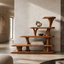 Sculptural Tiered Wood Display Shelf