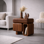 Side Table with Storage – Solid Wood Table for Bedside or Sofa