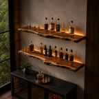 Live Edge Bar Shelves – Solid Wood Floating Shelves for Home Bar