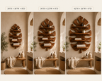 Monstera Leaf Wood Bathroom Shelf – Solid Wood Wall Mounted Display Shelf for Bathroom Decor