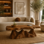 Organic Sculptural Solid Wood Coffee Table – Handcrafted Live Edge Design