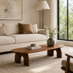 Arched Base Oval Wood Coffee Table