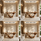 Sculptural Console Table – Solid Wood Entryway Table with Curved Base
