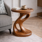 Handcrafted Solid Wood Sculptural Side Table – Organic Modern Accent
