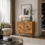 Topographic Carved Wood Accent Cabinet
