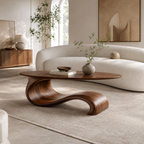Sculptural Wave Walnut Coffee Table – Modern Curved Design