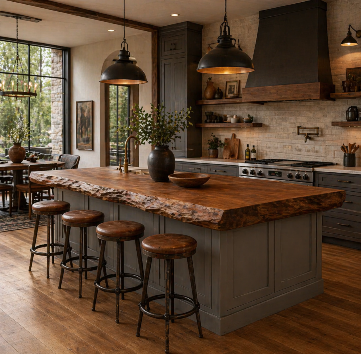 Natural Edge Kitchen Island – Solid Wood Island with Countertop