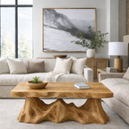 Organic Sculptural Solid Wood Coffee Table – Handcrafted Live Edge Design