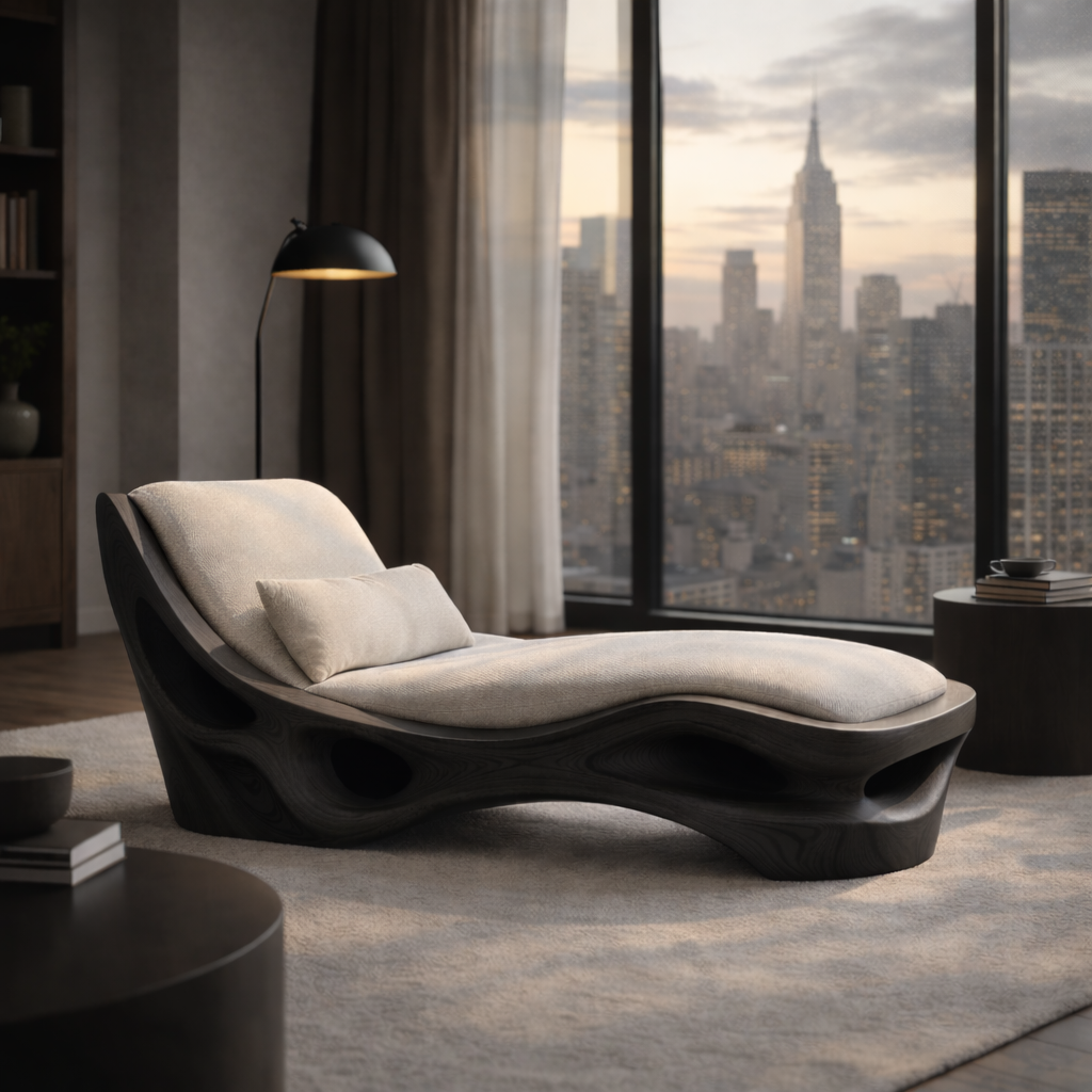 Organic Chaise Lounge – Sculptural Solid Wood Chair for Luxury Living Room