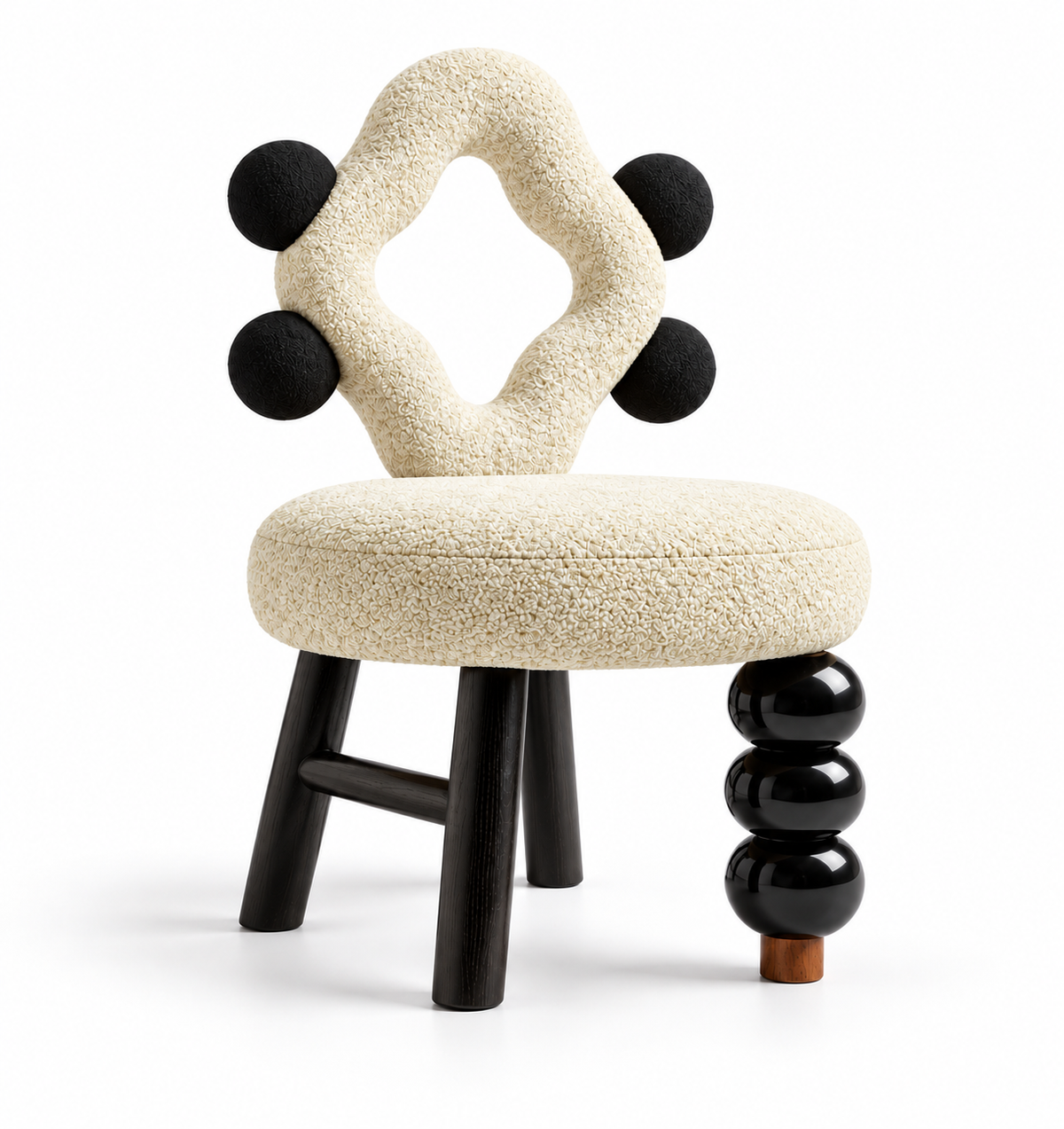 Sculptural Bouclé Accent Chair with Geometric Back