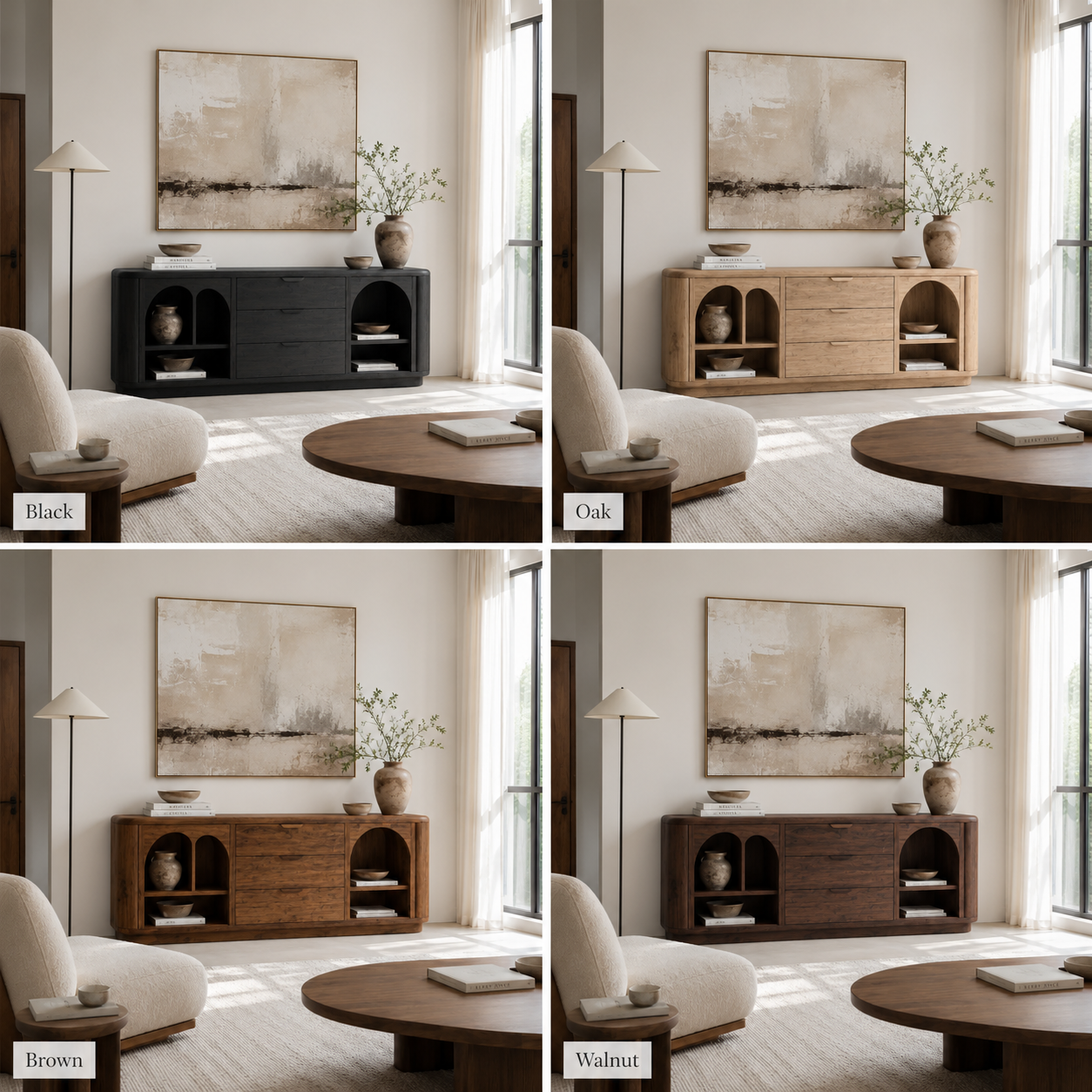 Media Console Cabinet – Solid Wood Storage Cabinet for Living Room