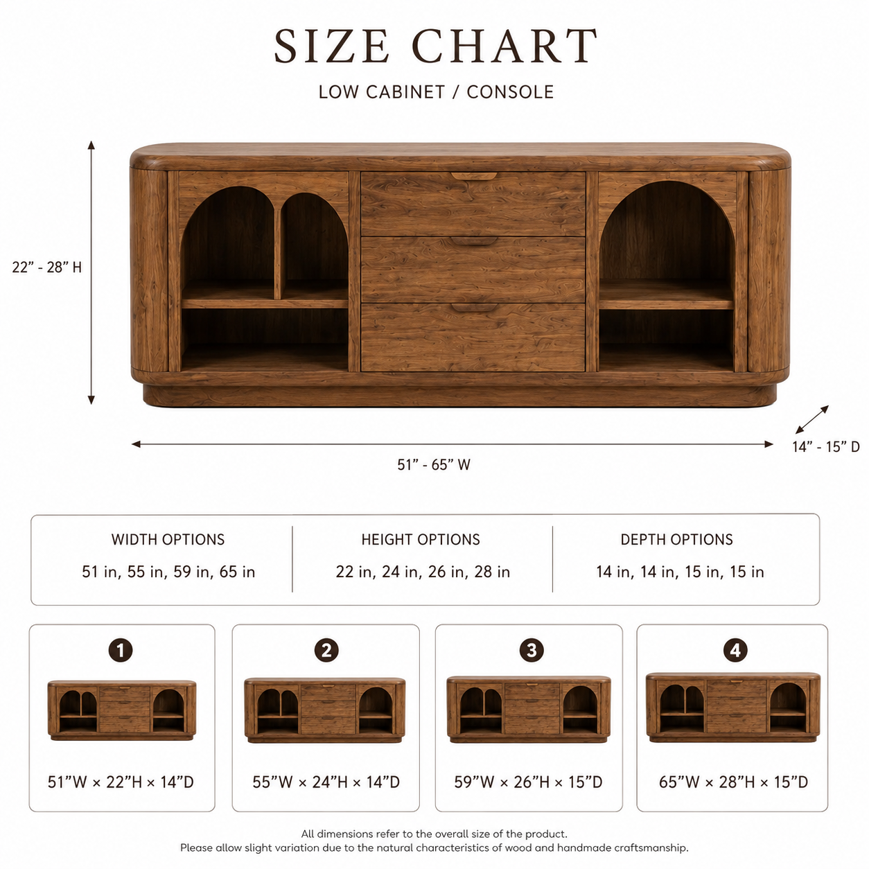 Media Console Cabinet – Solid Wood Storage Cabinet for Living Room
