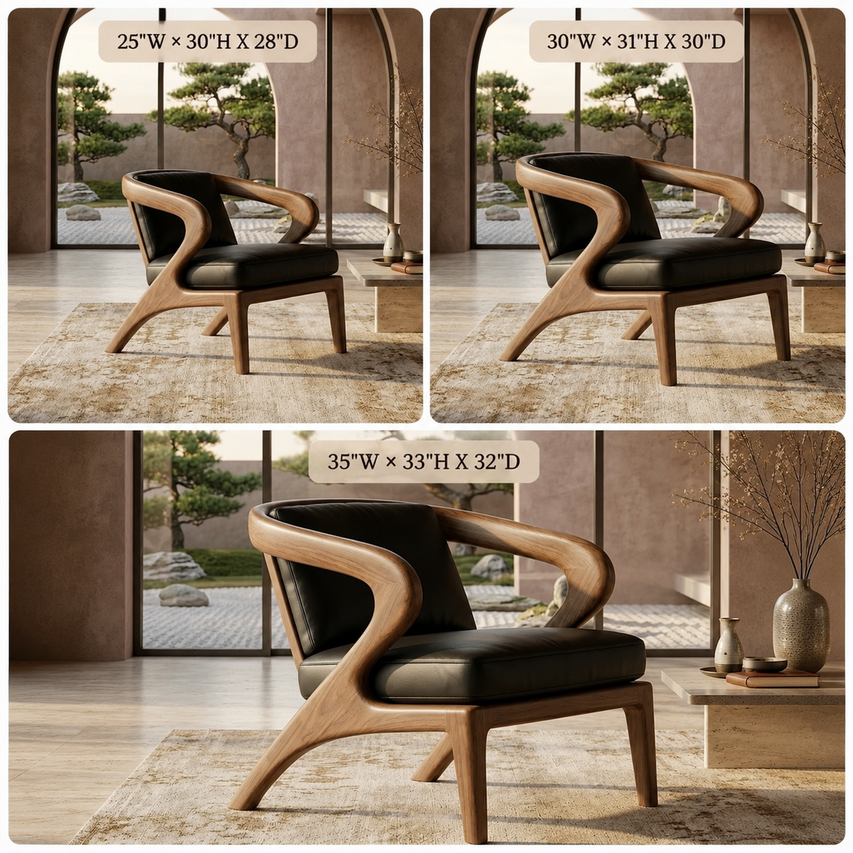 Sculptural Accent Chair – Solid Wood Lounge Chair