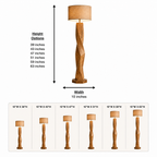 Geometric Wood Floor Lamp – Solid Wood Standing Lamp with Fabric Shade for Living Room Decor