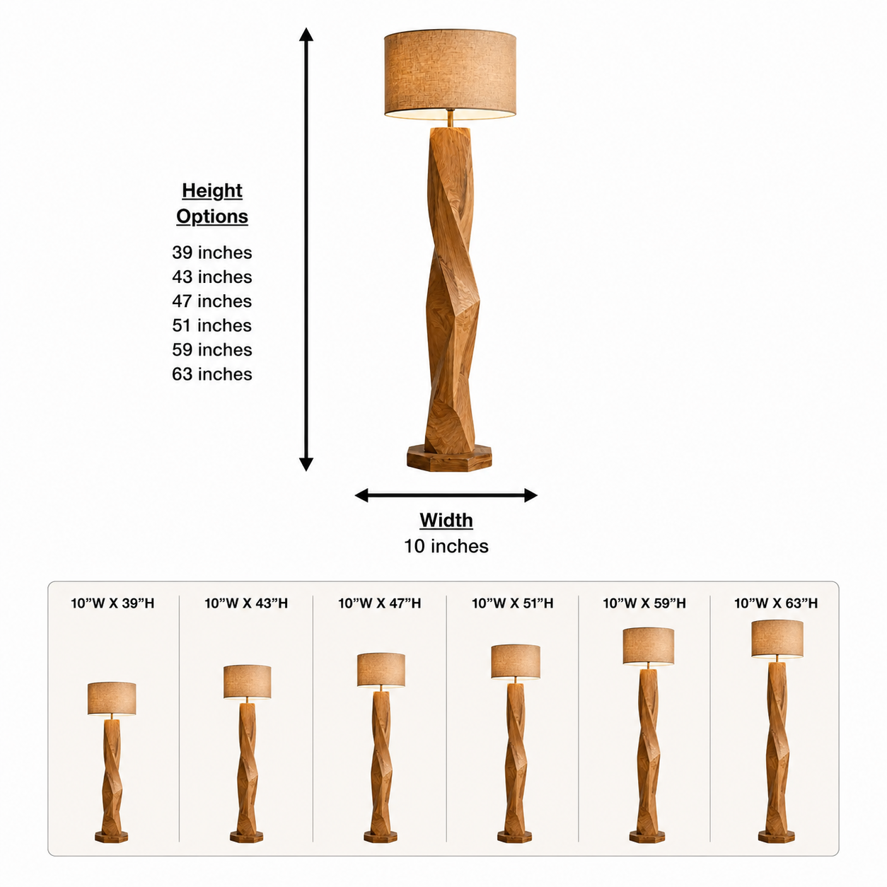 Geometric Wood Floor Lamp – Solid Wood Standing Lamp with Fabric Shade for Living Room Decor