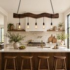 Kitchen Island Pendant Light – Solid Wood Hanging Lamp with Multiple Bulbs for Kitchen Decor