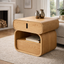 Modern Wooden Side Table with Storage – Rounded Minimalist Nightstand