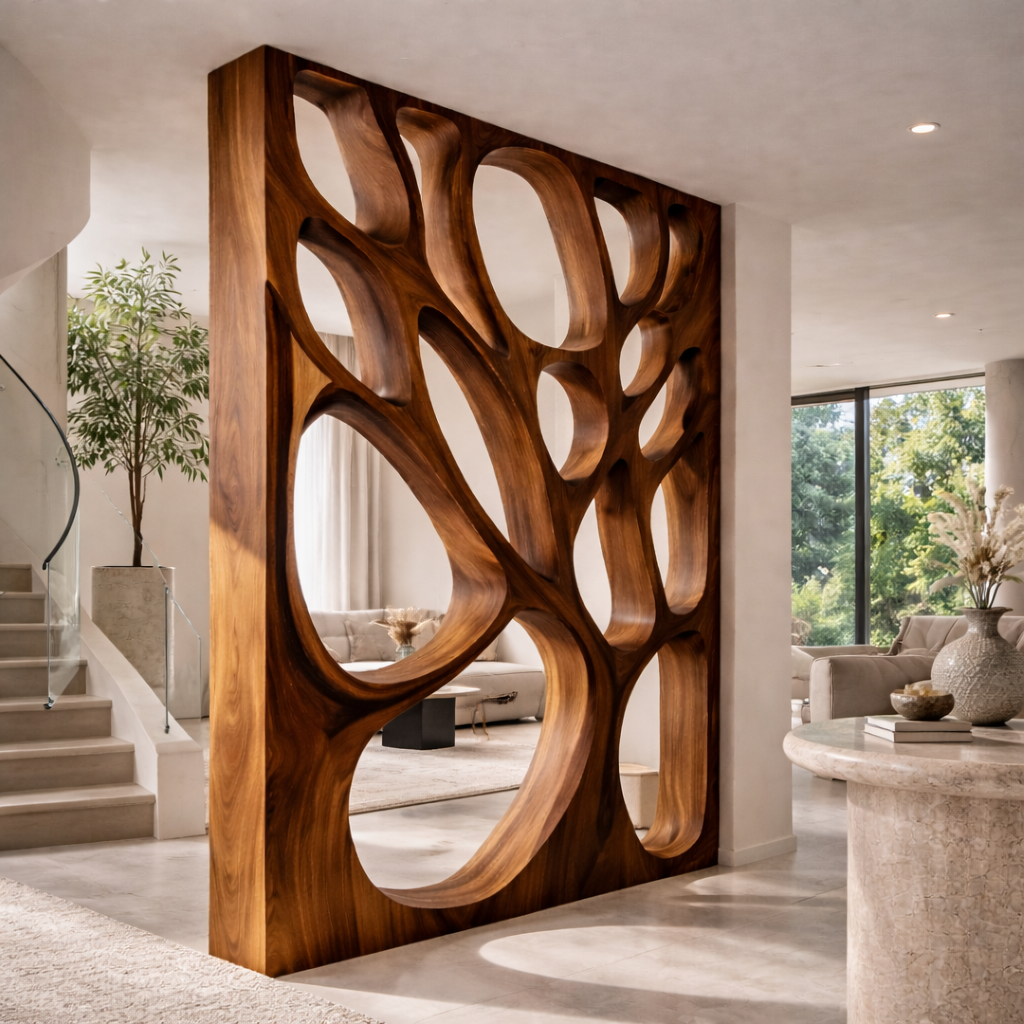 Decorative Room Divider – Solid Wood Modern Panel for Living Room Decor
