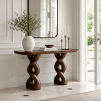 Double Helix Sculptural Wood Console Table