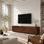 Carved Wave Wood Media Console