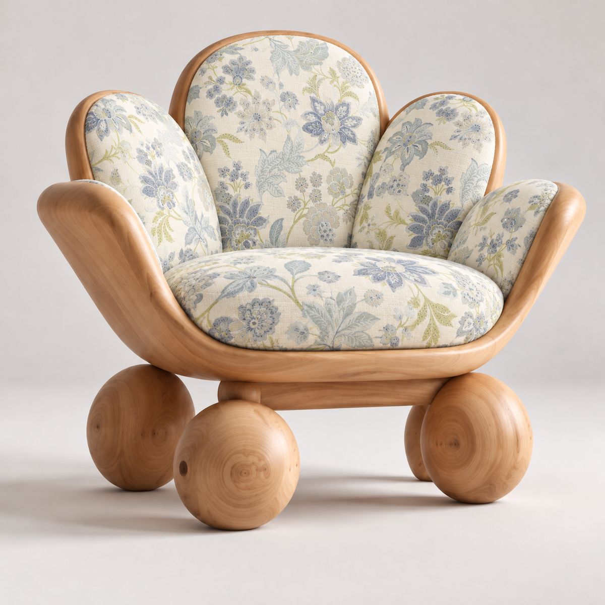 Floral Petal Wood Lounge Chair