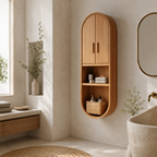 Arched Wood Bathroom Cabinet – Solid Wood Wall Mounted Storage Cabinet for Bathroom Decor