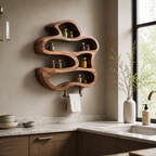 Organic Wood Kitchen Shelf – Solid Wood Wall Mounted Spice Rack for Kitchen Decor