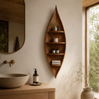 Leaf Wood Bathroom Shelf – Solid Wood Wall Mounted Display Shelf for Bathroom Decor