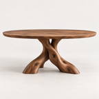 Sculptural Branch Base Round Wood Dining Table