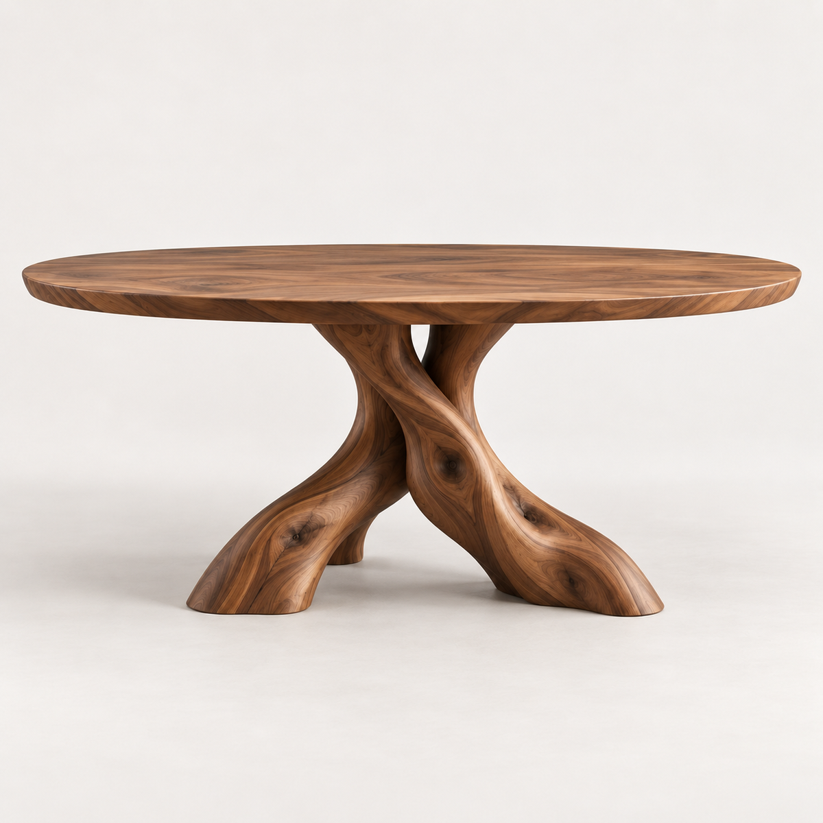 Sculptural Branch Base Round Wood Dining Table