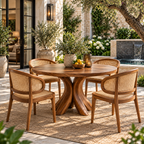 Sculptural Petal Base Round Wood Dining Table