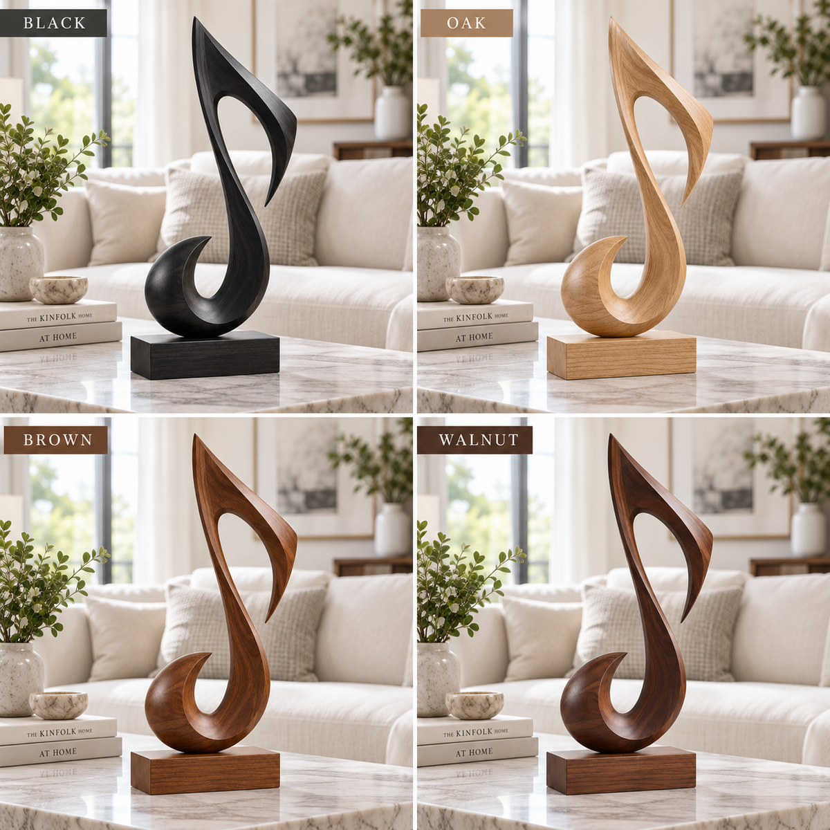 Sculptural Musical Note Wood Decor