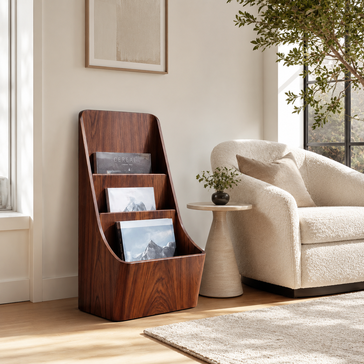 Magazine Rack – Solid Wood Display Stand for Reading Corner